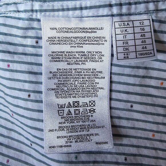 BROOKS BROTHERS ( 12 ) RED FLEECE Pin Stripe Embroidered Button Up - Picture 9 of 9